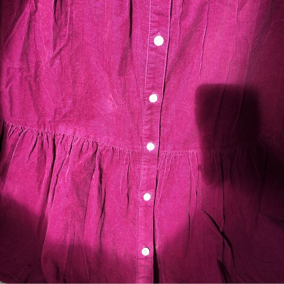 ♥️J.Crew Factory Corduroy Collared Mini Shirtdress - 00 - Deep Raspberry - Picture 9 of 14